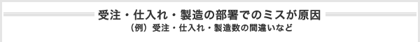 受注・仕入れ・製造の部署でのミスが原因 (例)受注・仕入れ・製造数の間違いなど