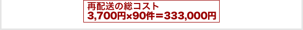 再配送の総コスト 3,700円×90件=333,000円